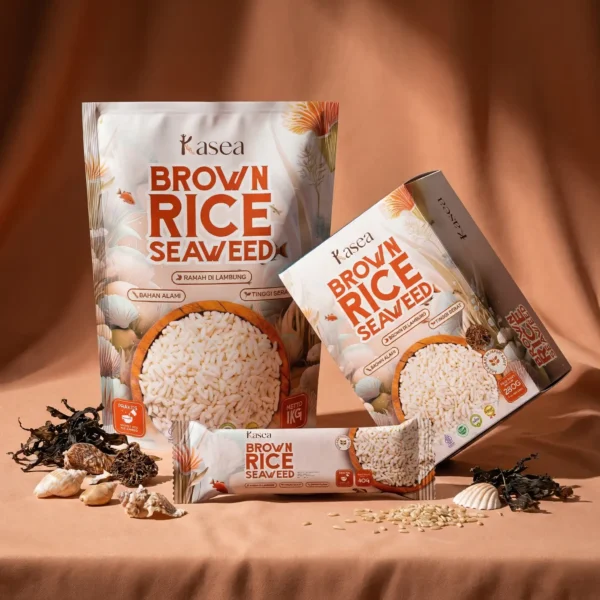 jasa desain kemasan produk beras rumput laut